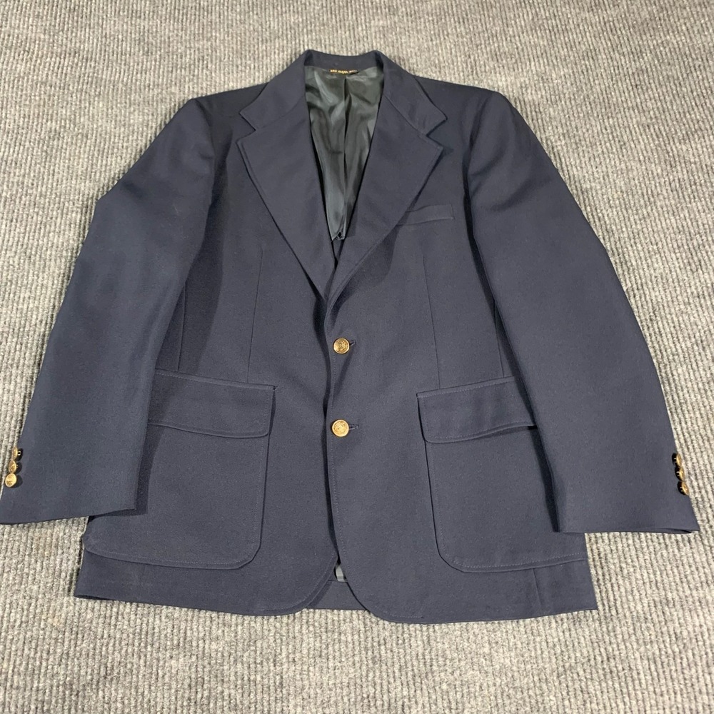 VTG Haggar Blazer Mens 40 Blue Sports Coat Single Breasted Wedding Formal Retro
